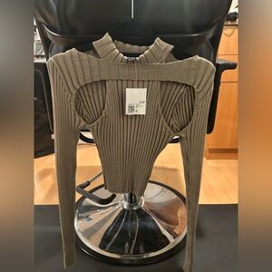 Forever 21 Taupe Ribbed Sweater with Cutout
